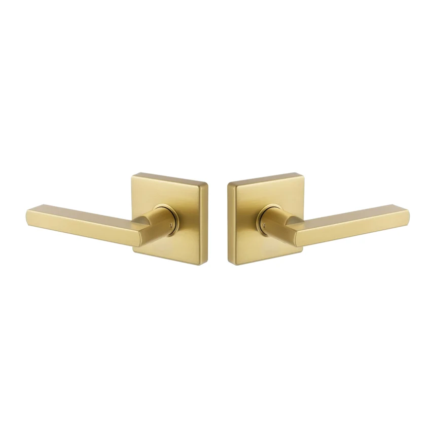 Clapton lever and square rosette in Satin Brass