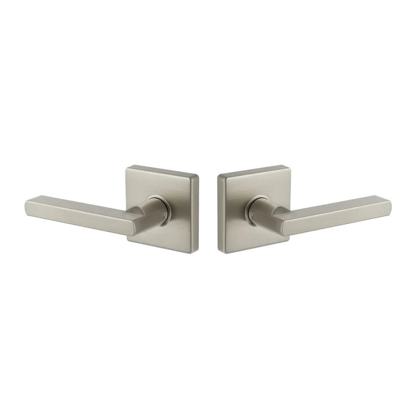 Clapton lever and square rosette in Satin Nickel