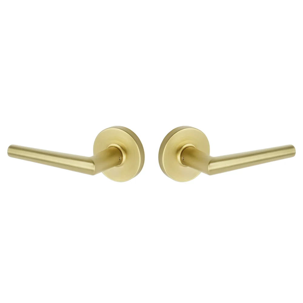 Lennon lever with round rosette in Satin Brass