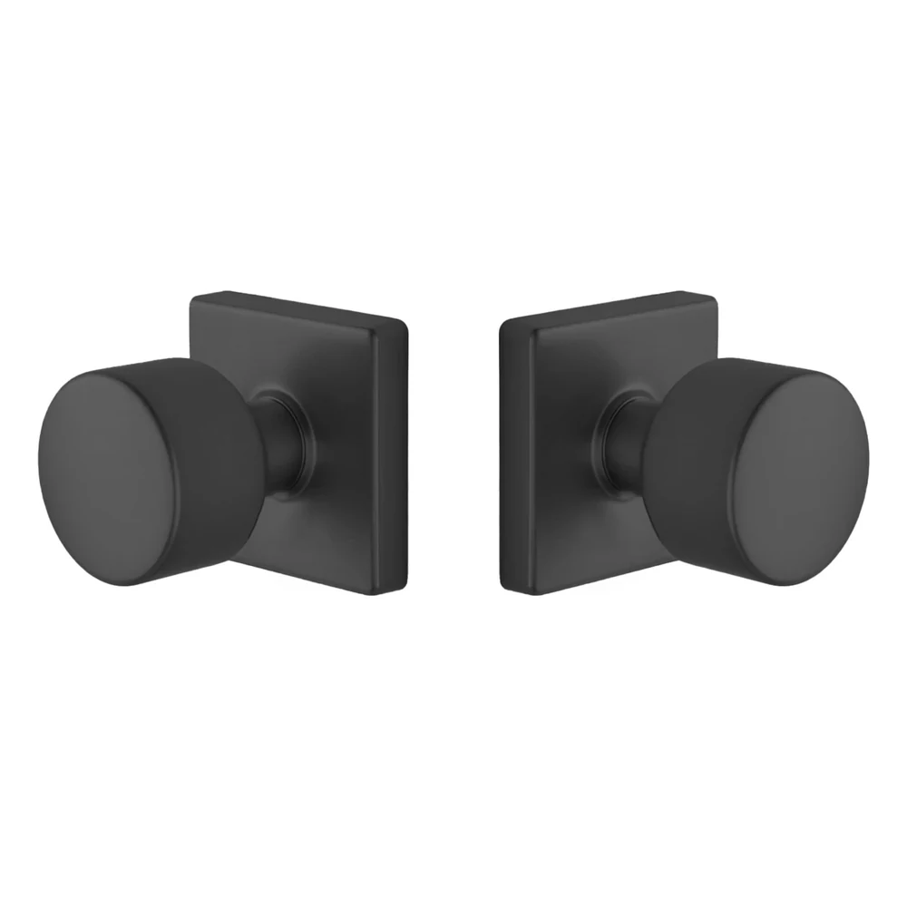 Page knob with square rosette in Matte Black