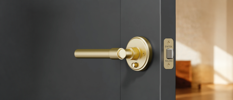 Osbourne lever in Satin Brass with a round rosette